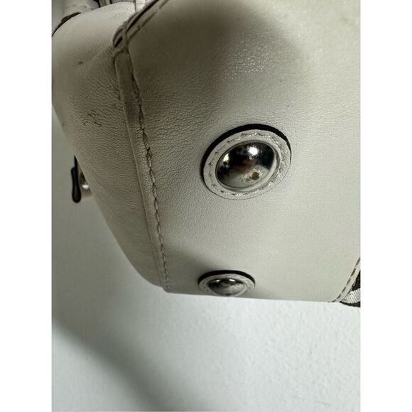 Coach Op Art Peyton Carryall Satchel Bag Tote 14515  Ivory Gray See Description - Picture 9 of 16